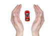 Red car in hands