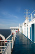 Ship deck view, ocean in a sunny day