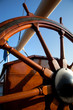 Old helm, wooden wheel for navigation