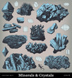 Engraving vintage Minerals and crystals