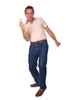 Annoyed Frustrated Man Showing Middle Finger with Cheeky Grin