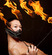 canvas print picture asian man with fire show