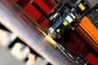 Industrial laser with sparks flying around