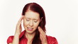 Redhead woman with headache
