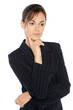 Portrait of young thinking businesswoman in suit