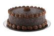 round chocolate cake isolated on white background
