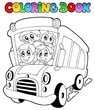 Vector: Coloring book with bus and children Coloring book with bus and children
