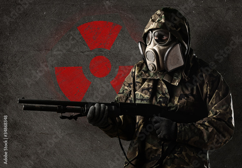 Photo: soldier with gas mask soldier with gas mask
