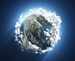 Small planet with oceans and mountains Small planet with oceans and mountains