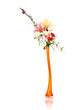 Spring floral bouquet in a orange vase