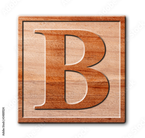 Illustration: wooden letter B. wooden letter B.