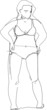 sketch of a girl in a swimsuit at the beach