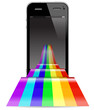 touch pad phone with abstract rainbow
