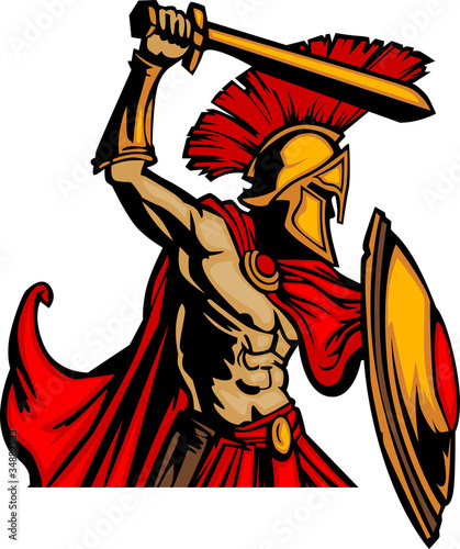 Vector: Trojan Mascot Body with Sword and Shield Trojan Mascot Body with Sword and Shield