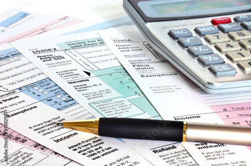 Photo: Business concept. Financial papers. Business concept. Financial papers.