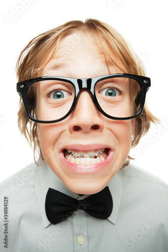 Photo: Young boy with tooth braces Young boy with tooth braces