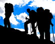 alpinisme..silhouettes en haute montagne