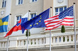 EU, Slovak, American flag