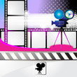 Illustration with film frames and stars over colored background Illustration with film frames and stars over colored background