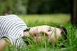 woman on the grass