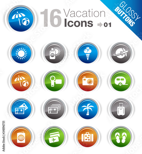 Vector: Glossy Buttons - Vacation icons Glossy Buttons - Vacation icons