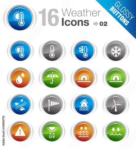 Vektor: Glossy Buttons - Weather Icons Glossy Buttons - Weather Icons