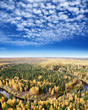 Aerial view river in autumn forest Aerial view river in autumn forest
