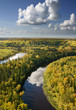 Aerial view river in autumn forest Aerial view river in autumn forest
