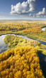 Aerial view river in autumn forest Aerial view river in autumn forest