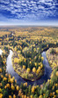 Aerial view river in autumn forest Aerial view river in autumn forest