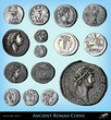Engraving vintage ancient roman coins set
