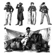 Engraving vintage sailor man set.