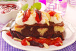 homemade cake with plums and whipped cream homemade cake with plums and whipped cream