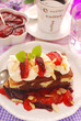 homemade cake with plums and whipped cream homemade cake with plums and whipped cream