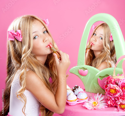 Photo: children fashion doll little girl lipstick makeup pink vanity children fashion doll little girl lipstick makeup pink vanity