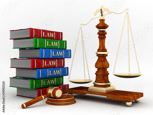 Illustration: beautiful image of judicial attributes on a white background beautiful image of judicial attributes on a white background