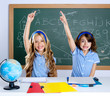 clever students in classroom raising hand clever students in classroom raising hand