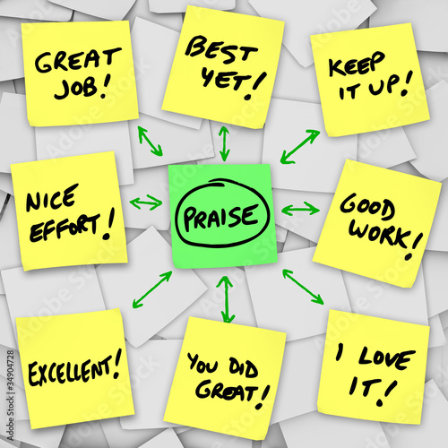 Illustration: Praise Positive Reviews and Comments on Sticky Notes Praise Positive Reviews and Comments on Sticky Notes