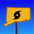Connecticut warning sign with hurricane symbol illustration Connecticut warning sign with hurricane symbol illustration