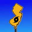 New Jersey warning sign with hurricane symbol illustration New Jersey warning sign with hurricane symbol illustration