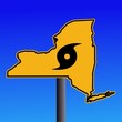 New York warning sign with hurricane symbol illustration New York warning sign with hurricane symbol illustration
