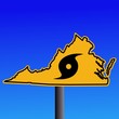 Virginia warning sign with hurricane symbol illustration Virginia warning sign with hurricane symbol illustration