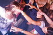 Karaoke girl performing in night club