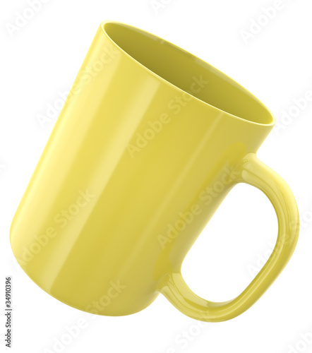 Illustration: Yellow mug, 3D render Yellow mug, 3D render