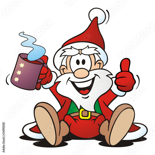 Illustration: Santa with hot Drink Santa with hot Drink