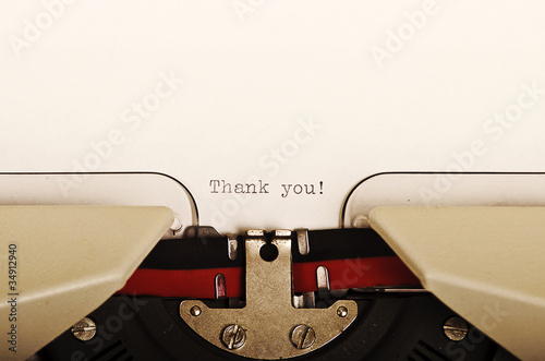 Photo: Thank you written with a typewriter Thank you written with a typewriter
