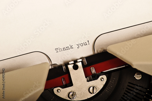Photo: Thank you written with a typewriter Thank you written with a typewriter