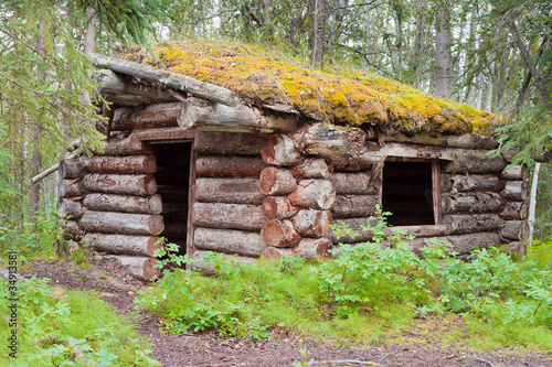Photo: Old traditional log cabin rotting in Yukon taiga Old traditional log cabin rotting in Yukon taiga