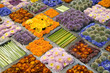 Texture of many different flowers in blocks