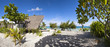 Woman in relaxing chair panoramic view